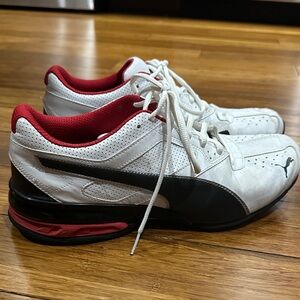 Puma Men's White and Red Sneakers